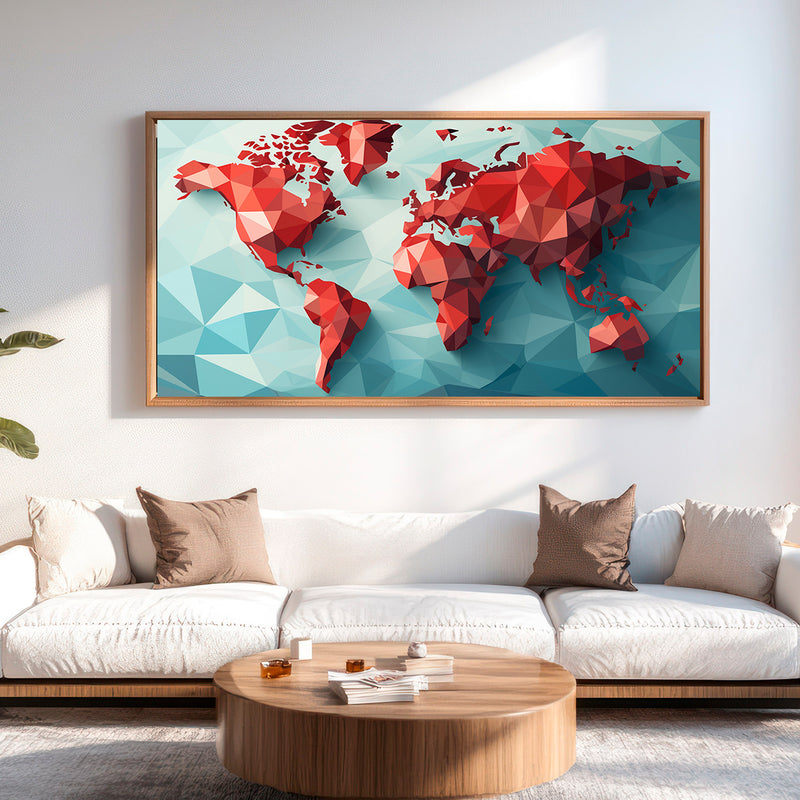 Quadro Decorativo Mapa Mundi Geométrico – Elegância, Modernidade e Inspiração Global