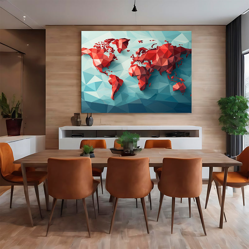 Quadro Decorativo Mapa Mundi Geométrico – Elegância, Modernidade e Inspiração Global